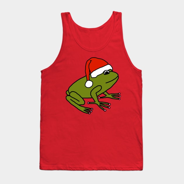 Cute Frog Wearing a Christmas Santa Hat Tank Top by ellenhenryart